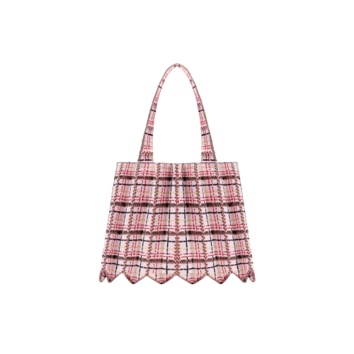 PLEATSMAMA Tweed Shopper Bag Pale Pink